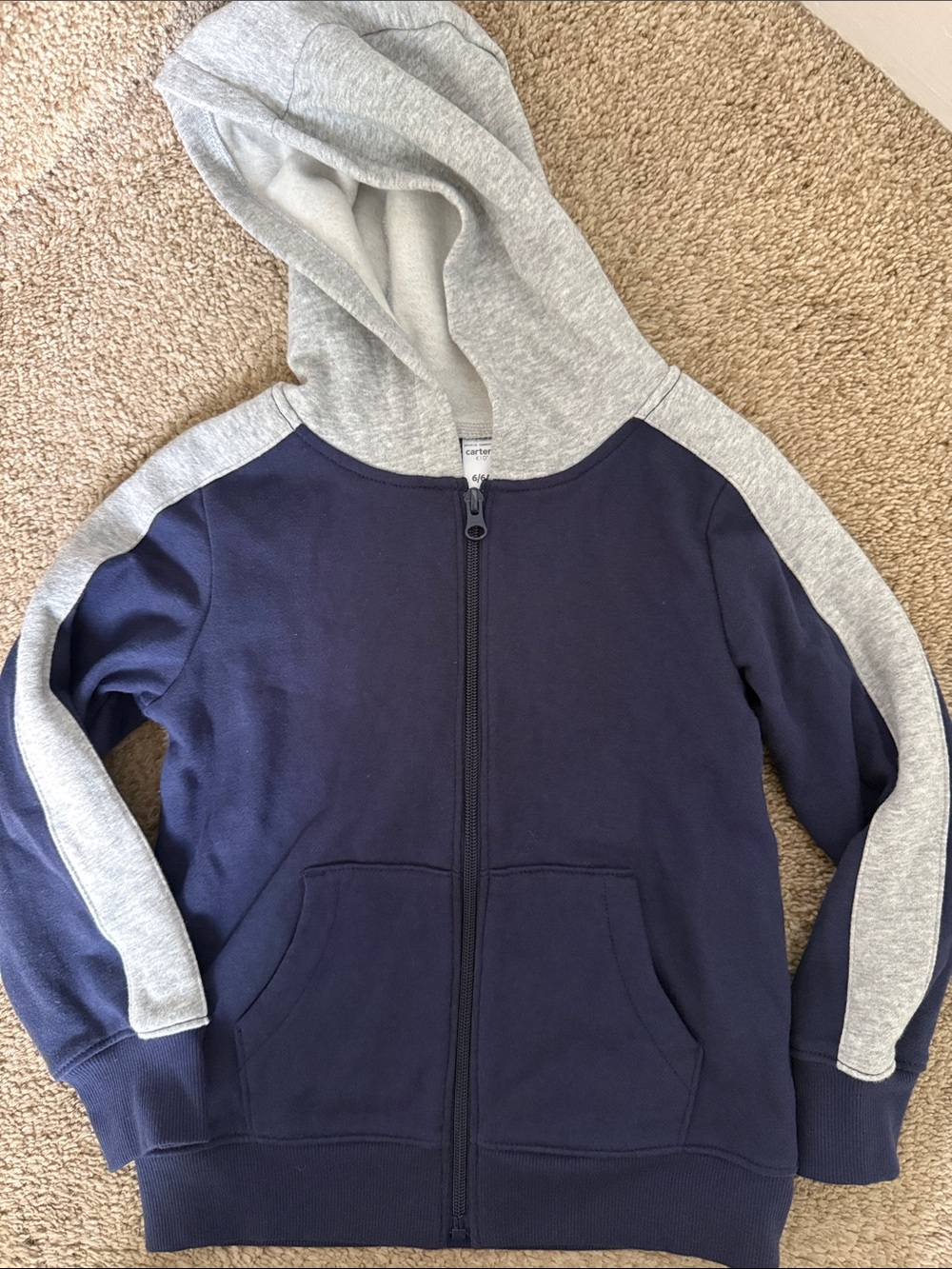 Carter's Navy and Light Gray Hooded Zip Up Hoodie size 6